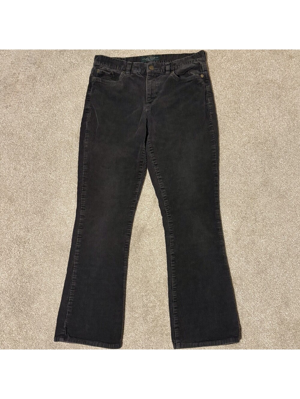LRL Lauren Jeans Co Corduroy Pants Womens 6P Petitie Gray Stretch Bootcut